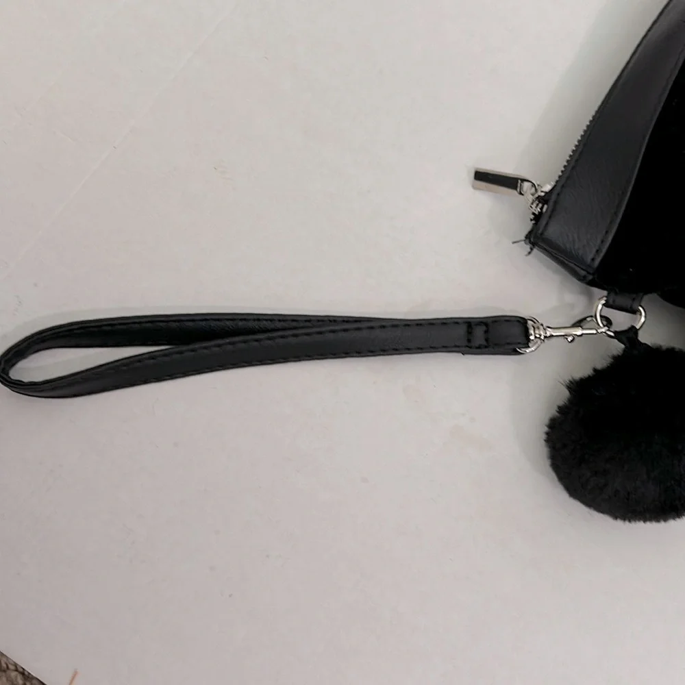 CUTE Y2K LARGE SEQUIN TIGER BLACK POMPOM MINI PURSE tiger AESTHETIC
